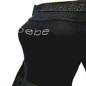NWT BEBE BLACK GOLD LOGO CHENILLE SWEATER Size S